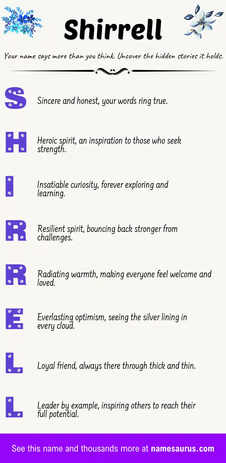 Acrostic poem about Shirrell.