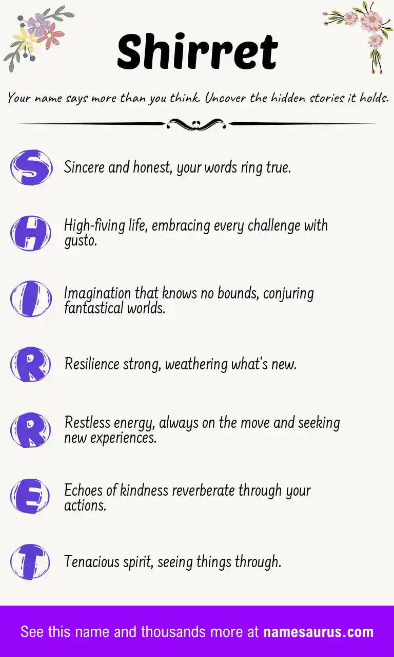 Acrostic poem about Shirret.