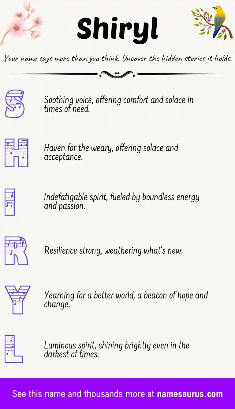 Acrostic poem about Shiryl.