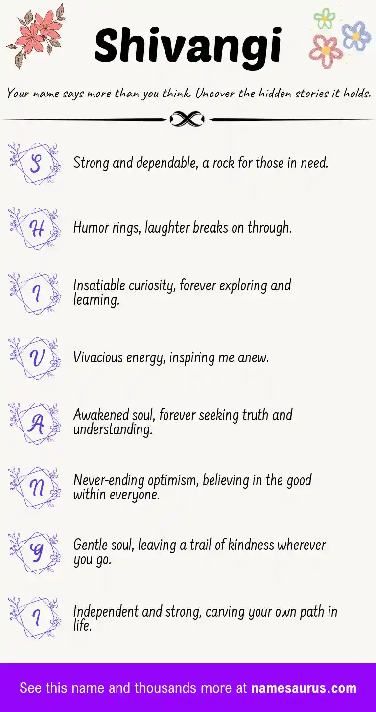 Acrostic poem about Shivangi.