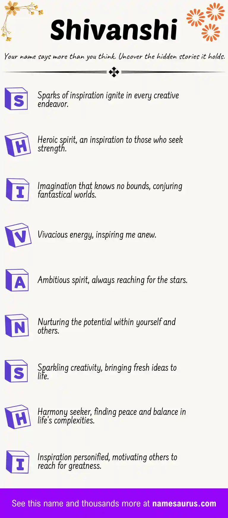 Acrostic poem about Shivanshi.