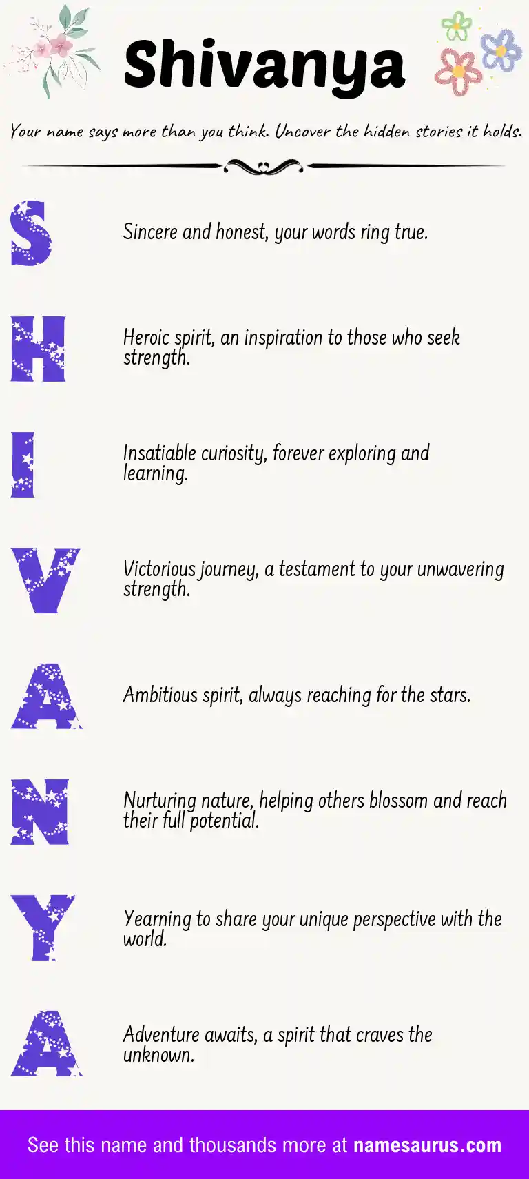 Acrostic poem about Shivanya.
