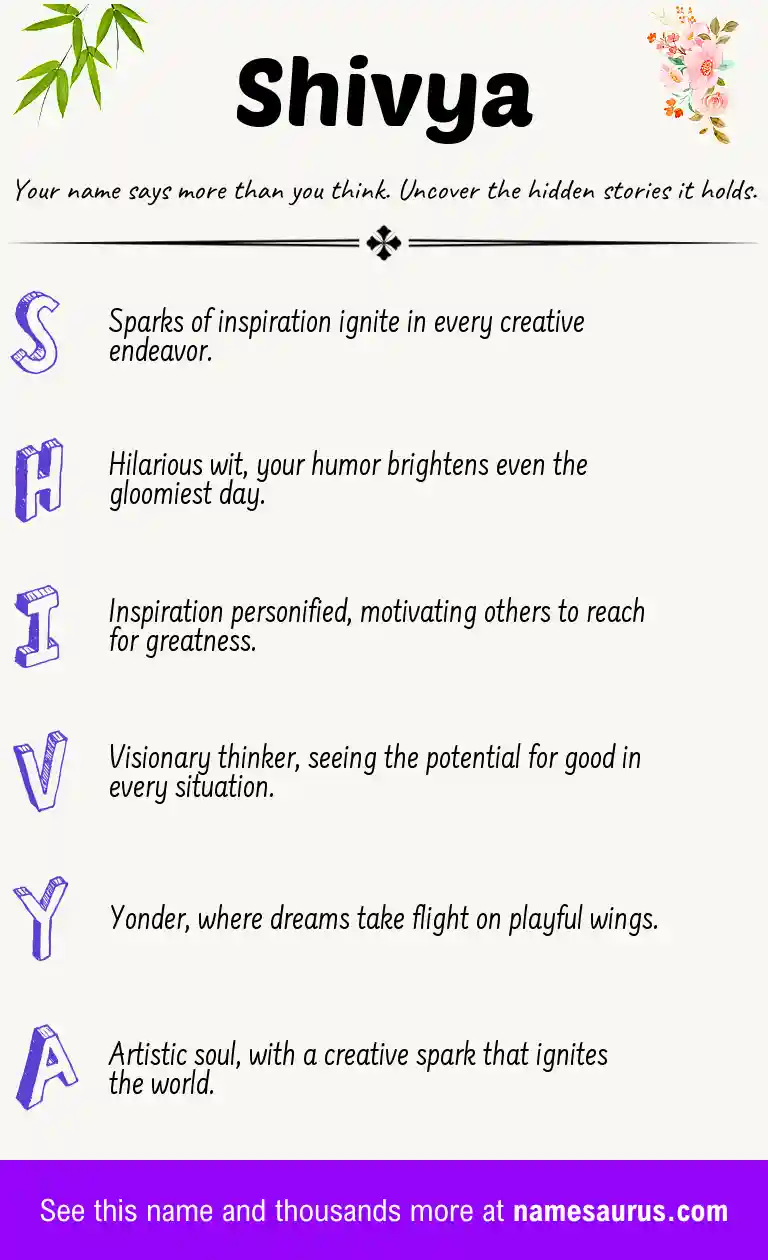 Acrostic poem about Shivya.
