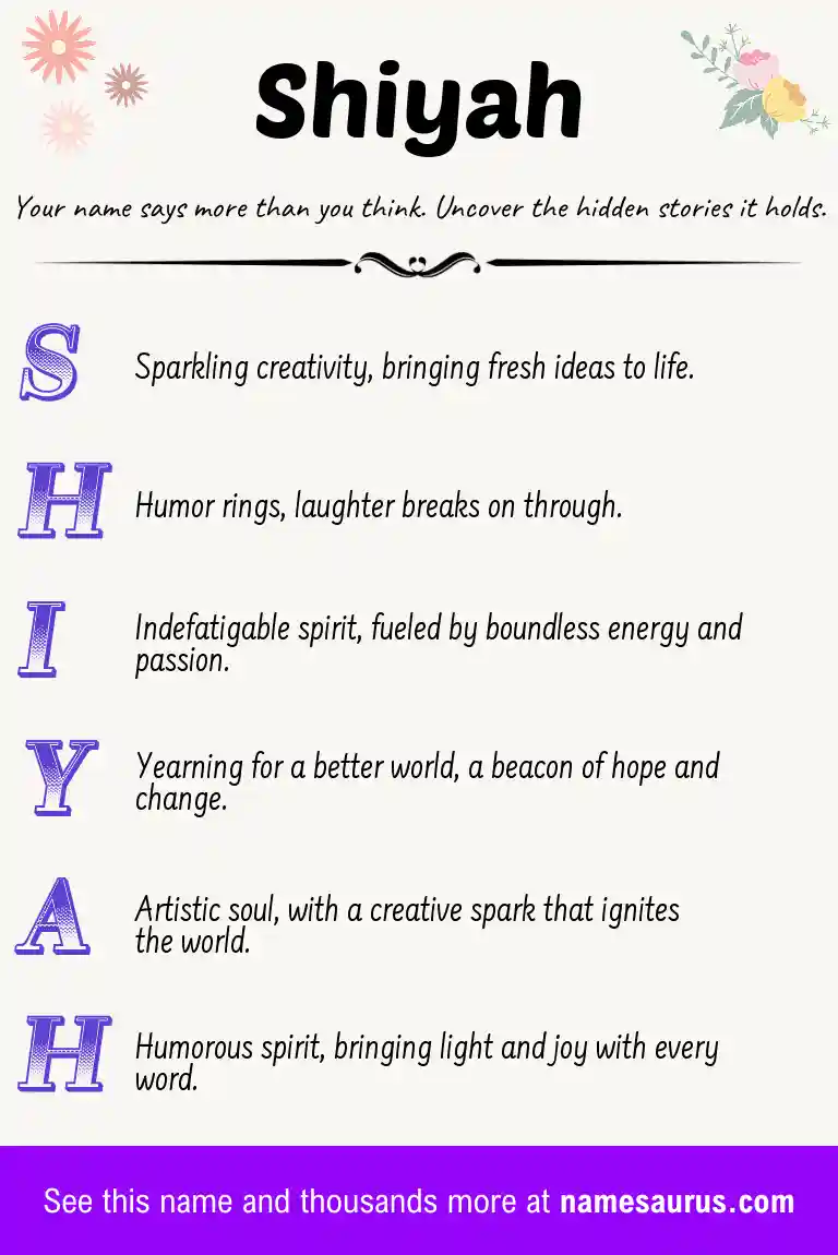 Acrostic poem about Shiyah.