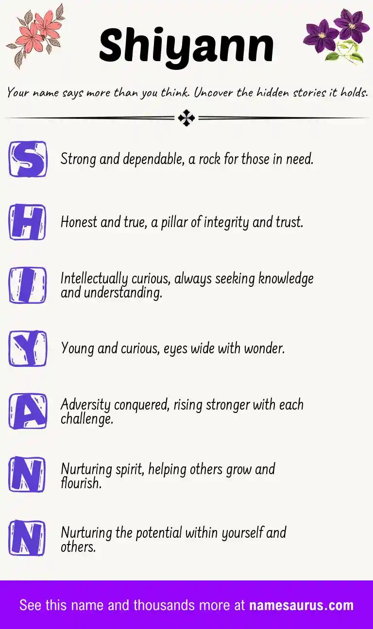 Acrostic poem about Shiyann.
