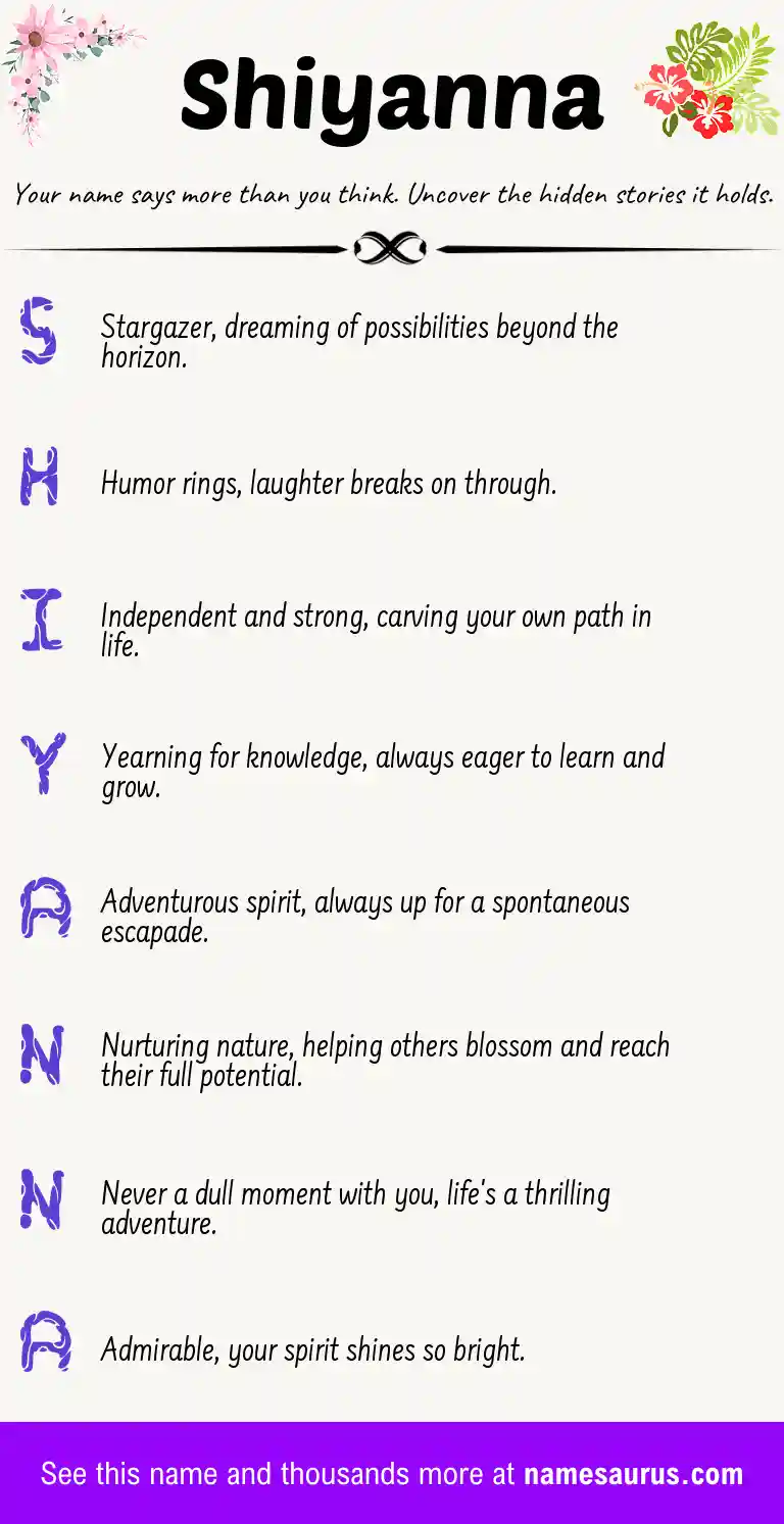 Acrostic poem about Shiyanna.