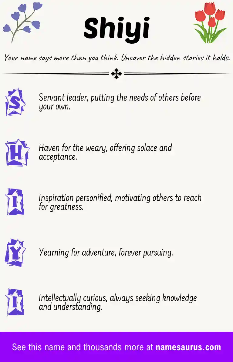 Acrostic poem about Shiyi.