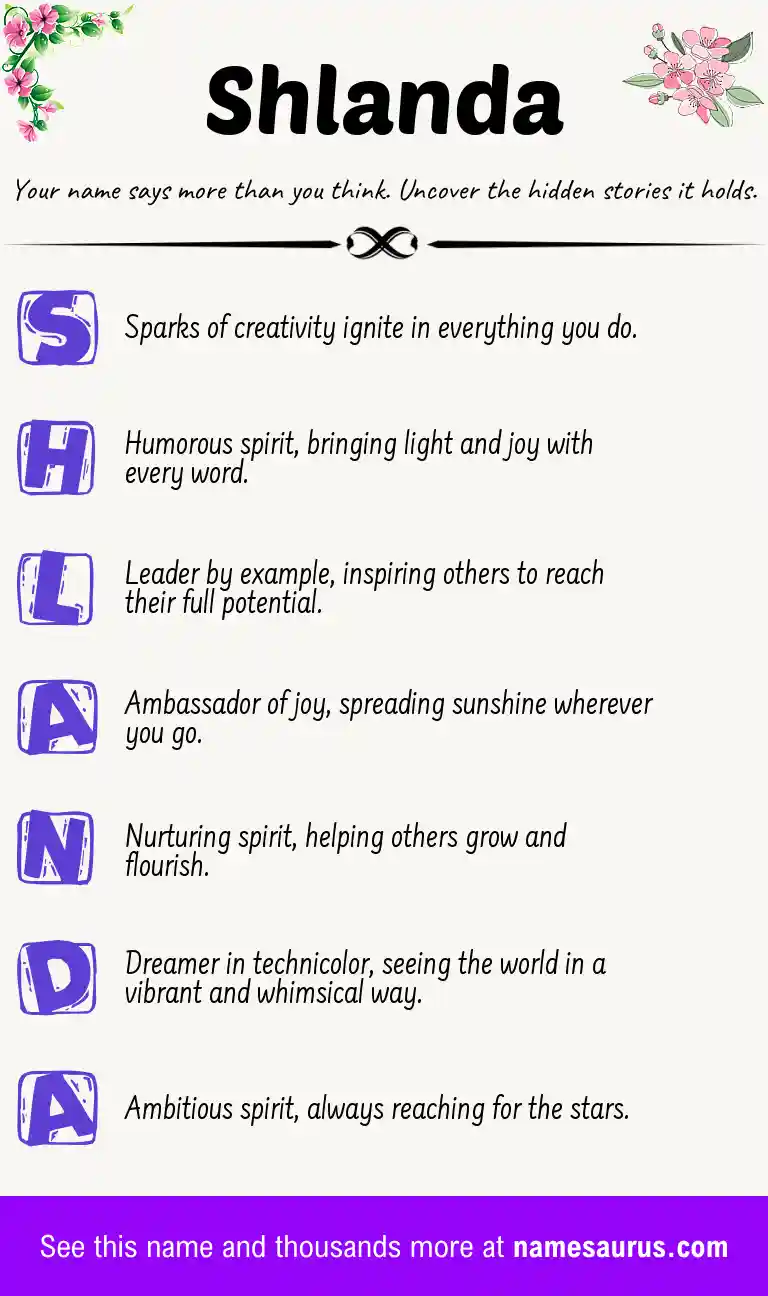 Acrostic poem about Shlanda.