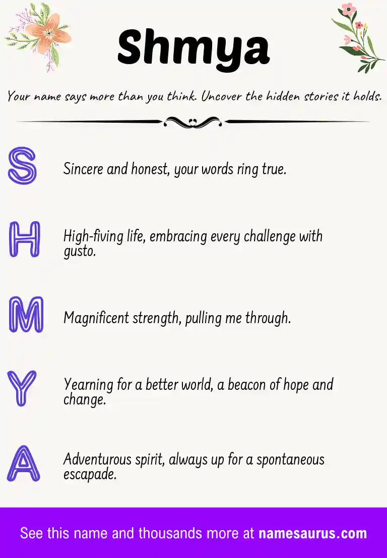 Acrostic poem about Shmya.