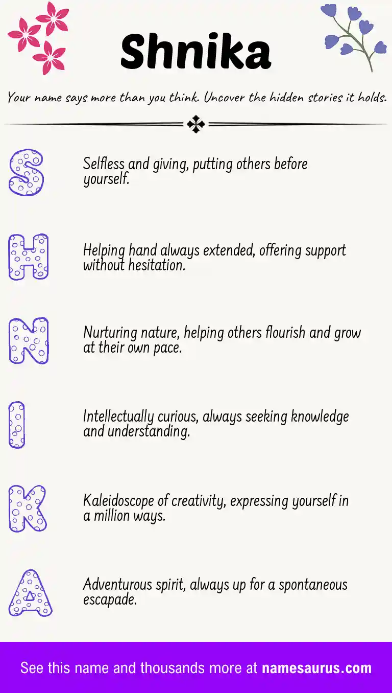 Acrostic poem about Shnika.