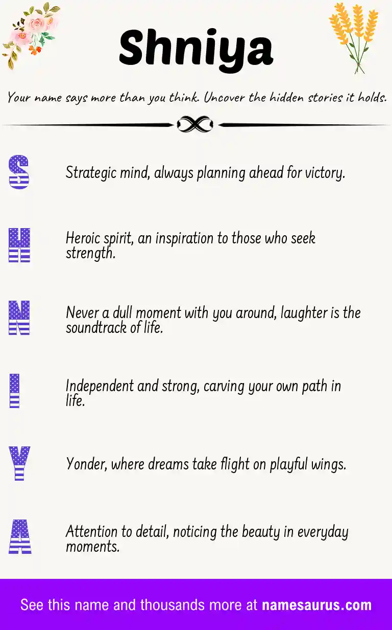 Acrostic poem about Shniya.