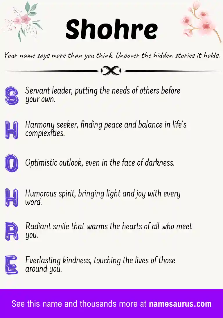 Acrostic poem about Shohre.