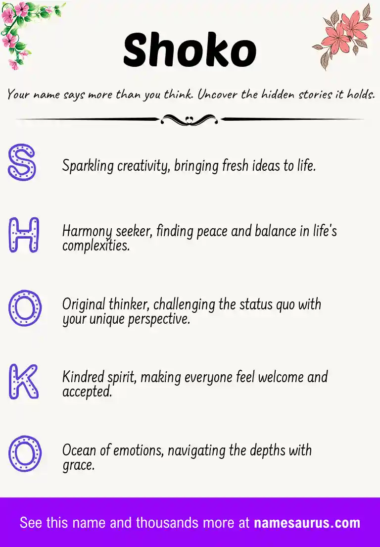 Acrostic poem about Shoko.