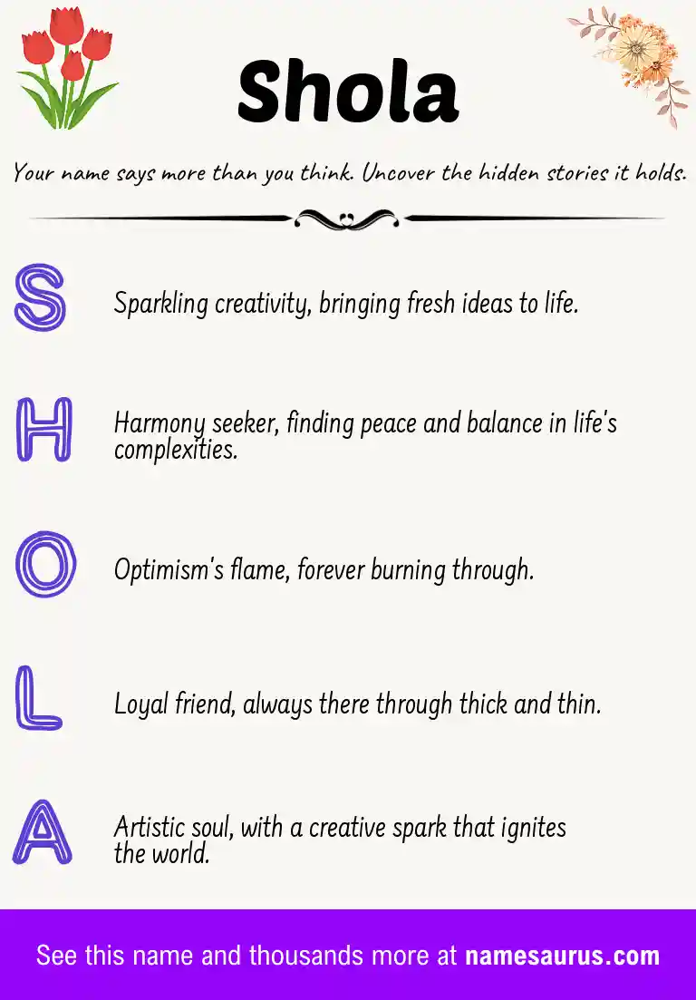 Acrostic poem about Shola.