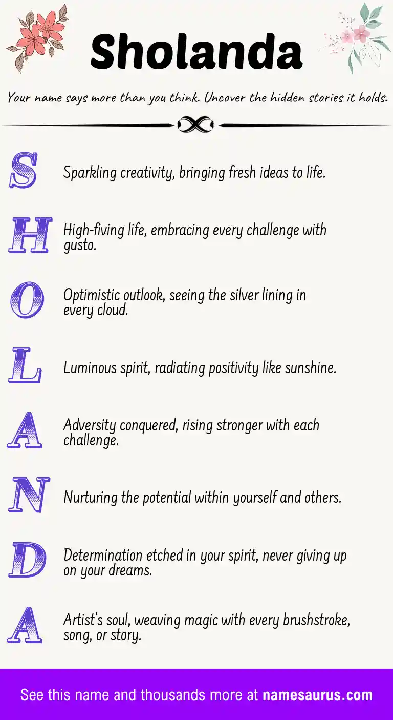 Acrostic poem about Sholanda.