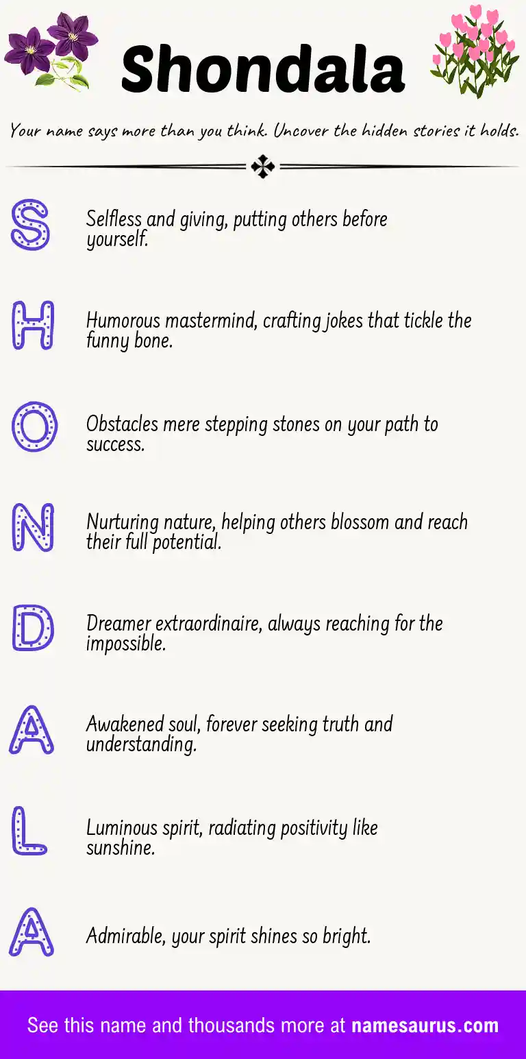Acrostic poem about Shondala.