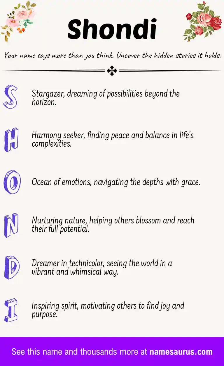 Acrostic poem about Shondi.