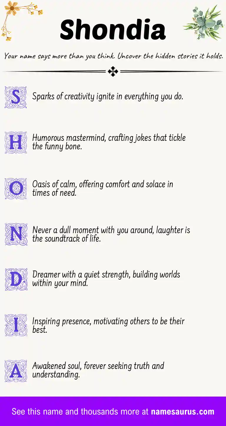 Acrostic poem about Shondia.