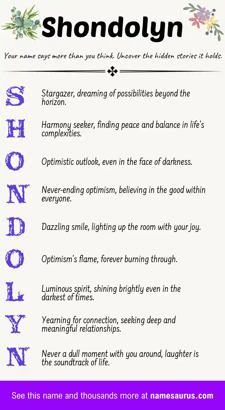Acrostic poem about Shondolyn.