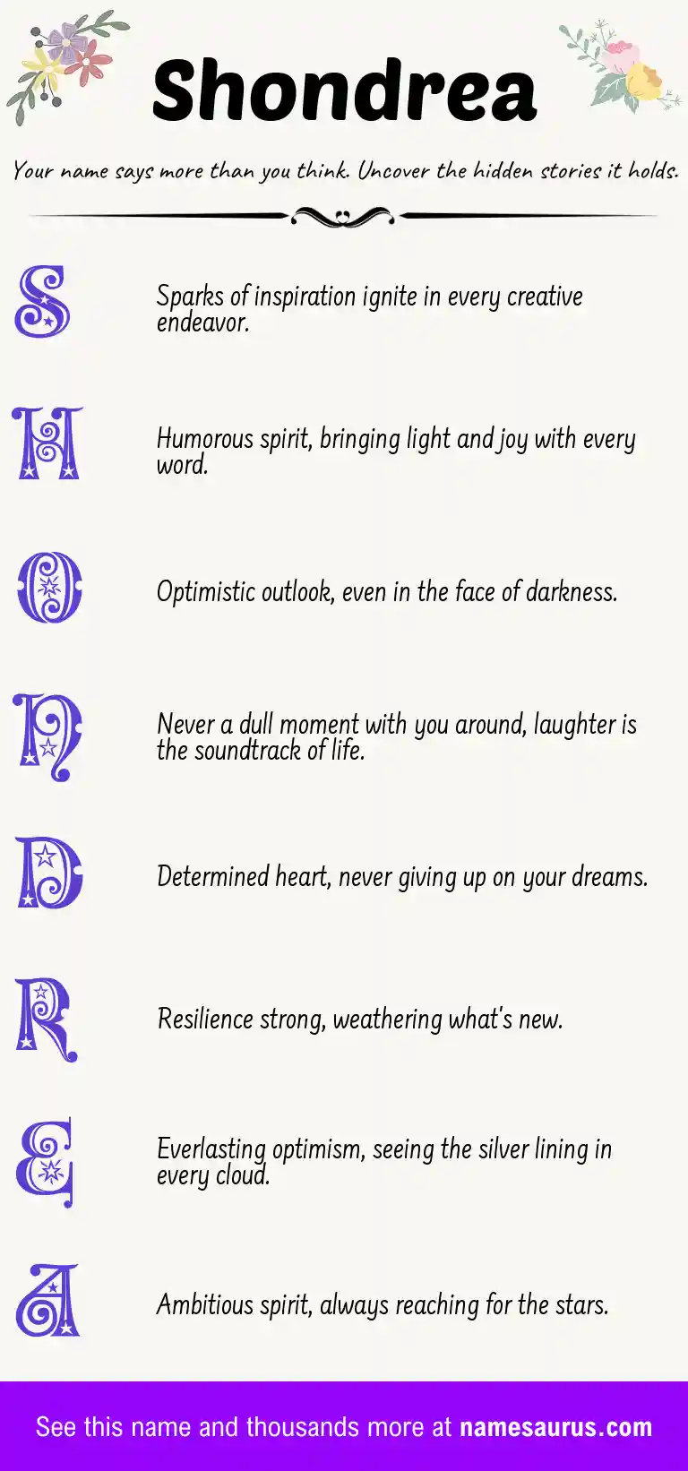 Acrostic poem about Shondrea.
