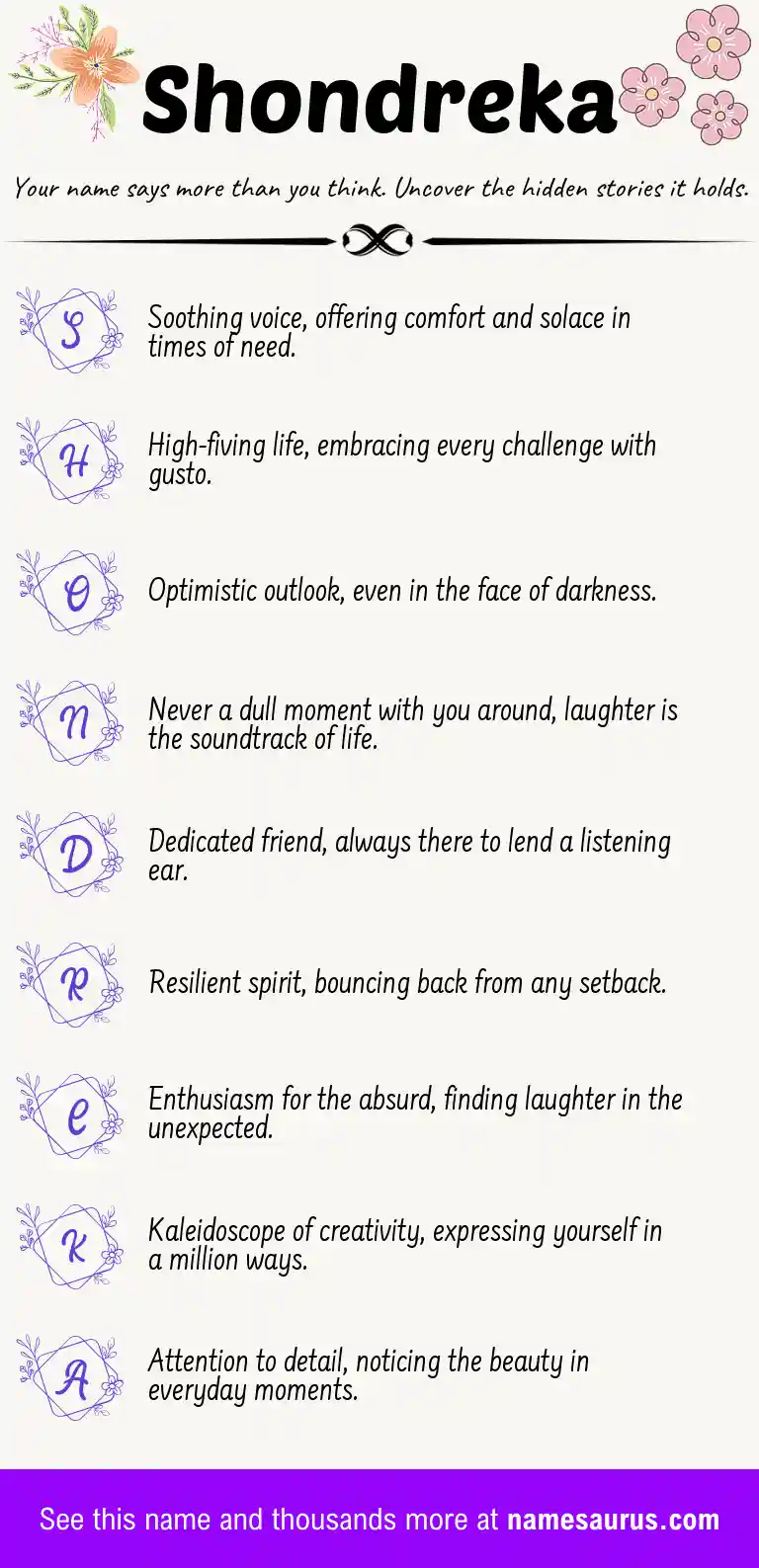 Acrostic poem about Shondreka.