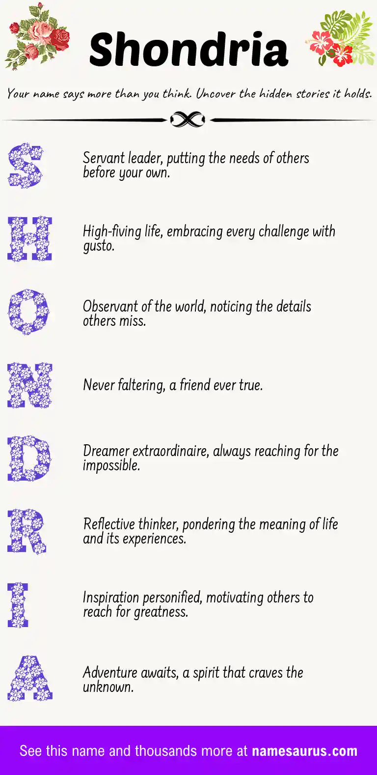Acrostic poem about Shondria.