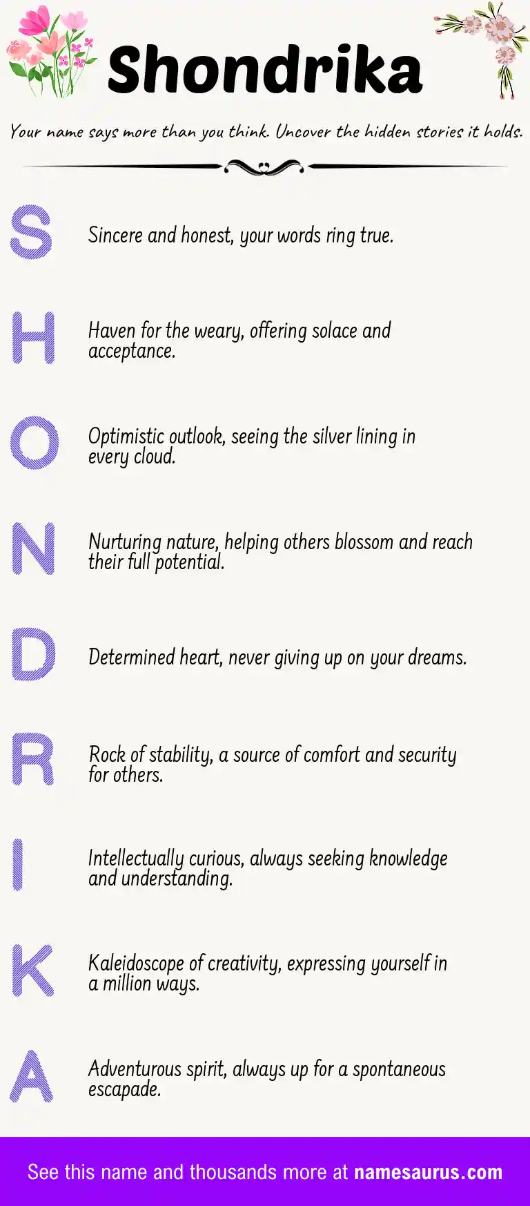 Acrostic poem about Shondrika.