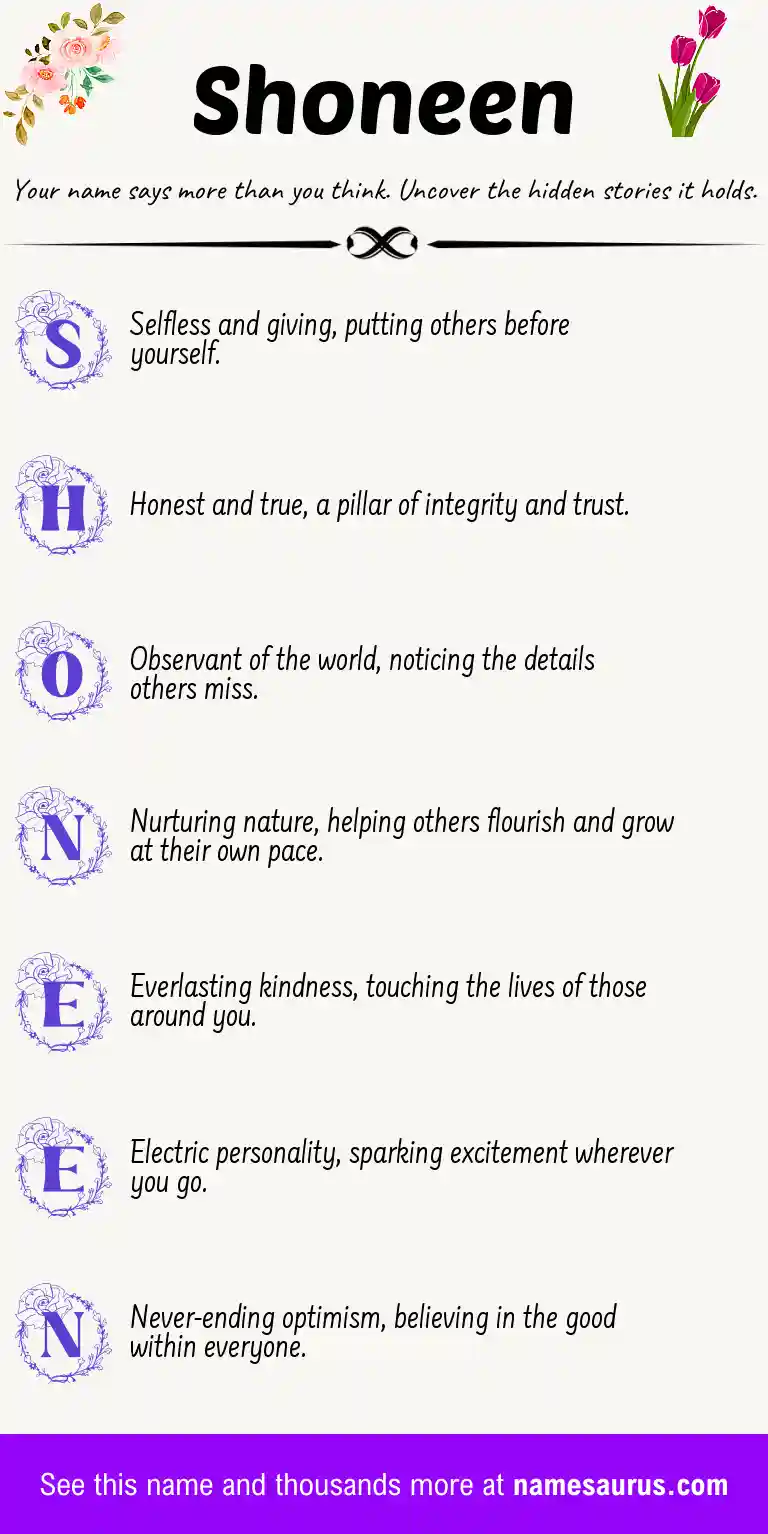 Acrostic poem about Shoneen.
