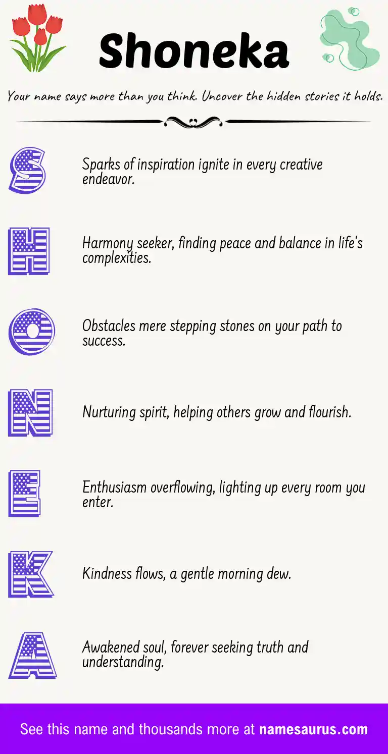 Acrostic poem about Shoneka.