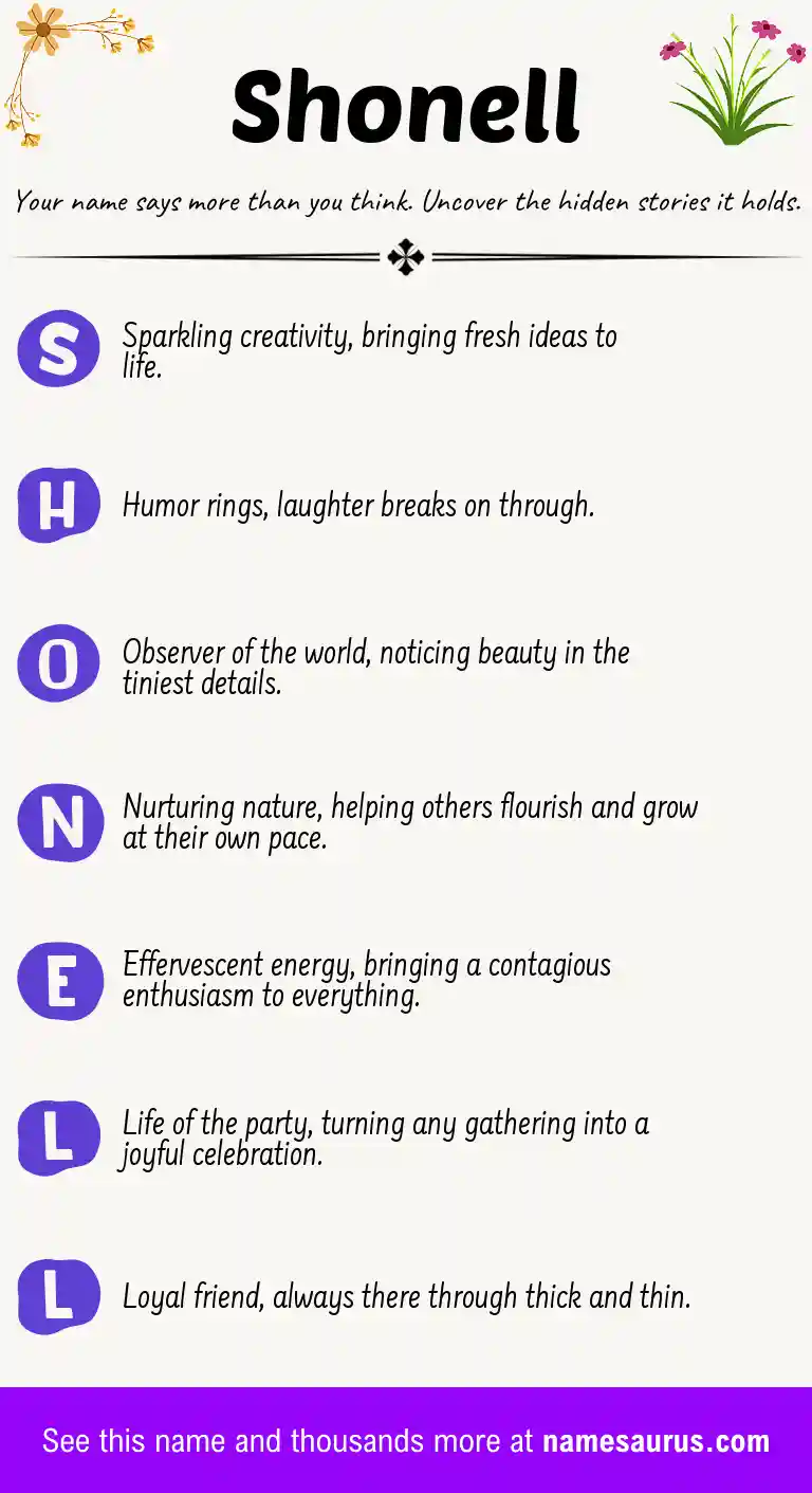 Acrostic poem about Shonell.
