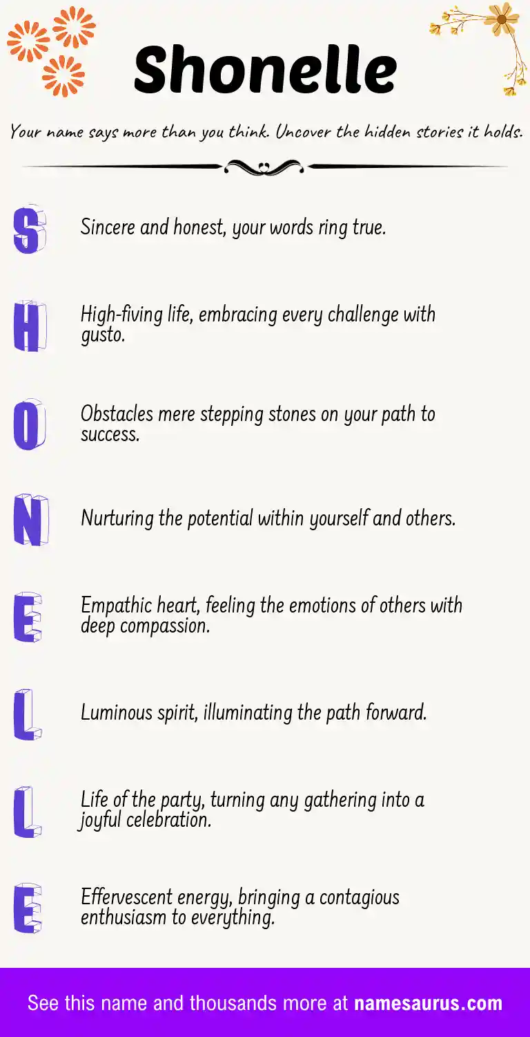Acrostic poem about Shonelle.