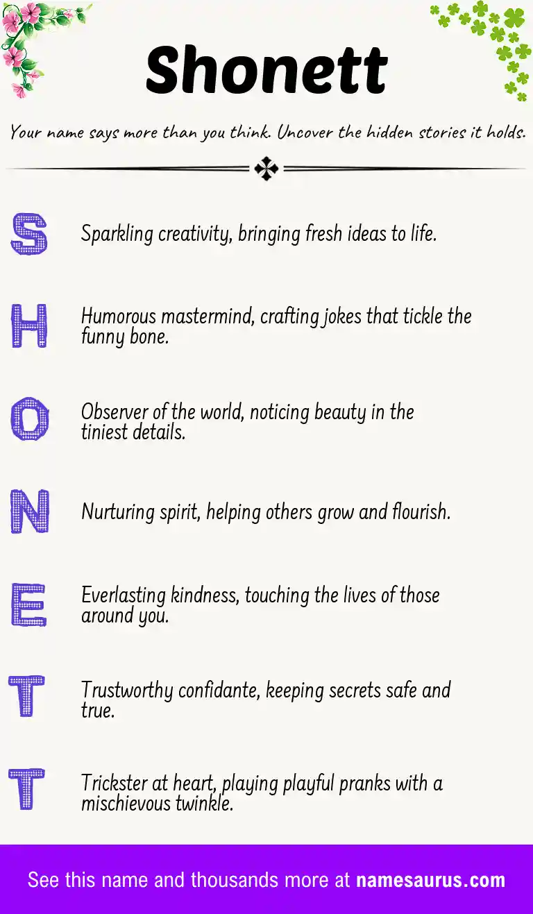 Acrostic poem about Shonett.
