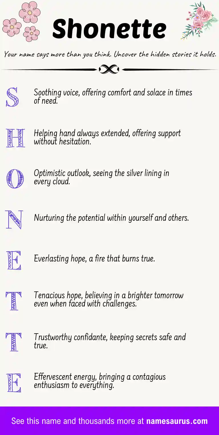 Acrostic poem about Shonette.