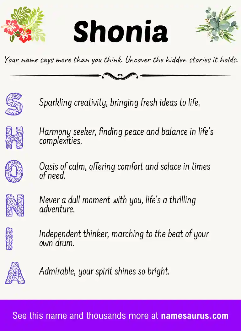 Acrostic poem about Shonia.