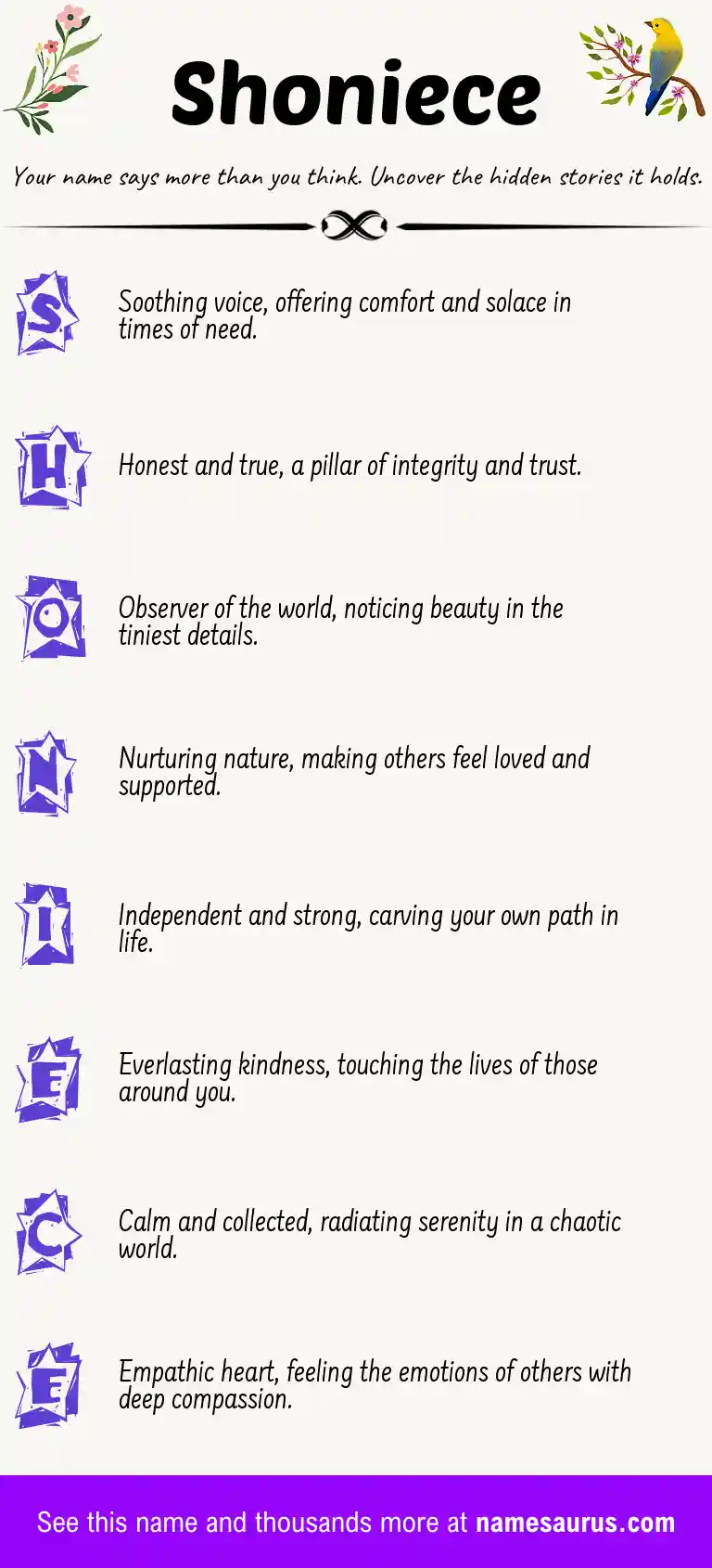 Acrostic poem about Shoniece.