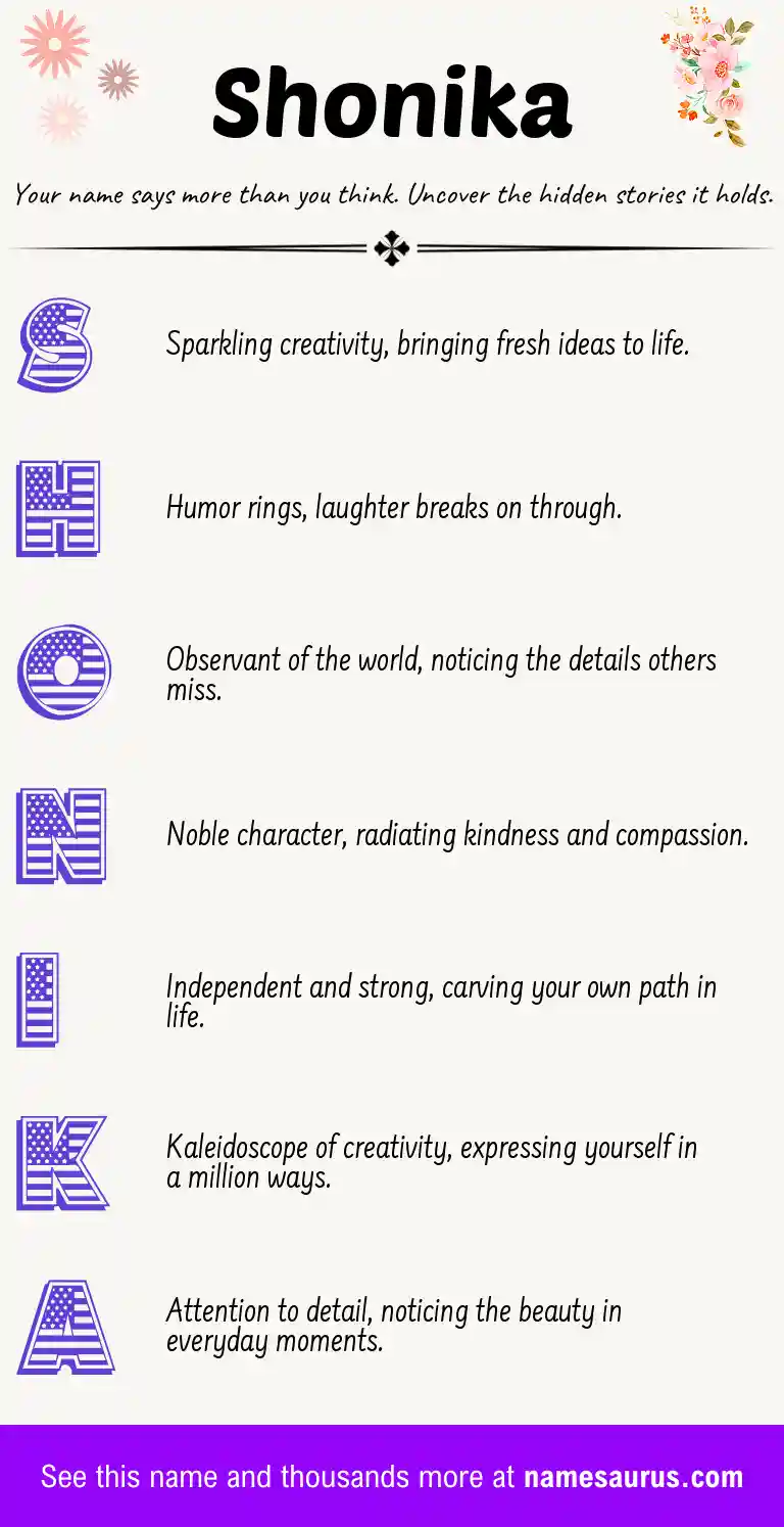 Acrostic poem about Shonika.