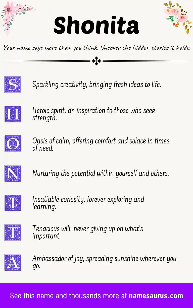Acrostic poem about Shonita.