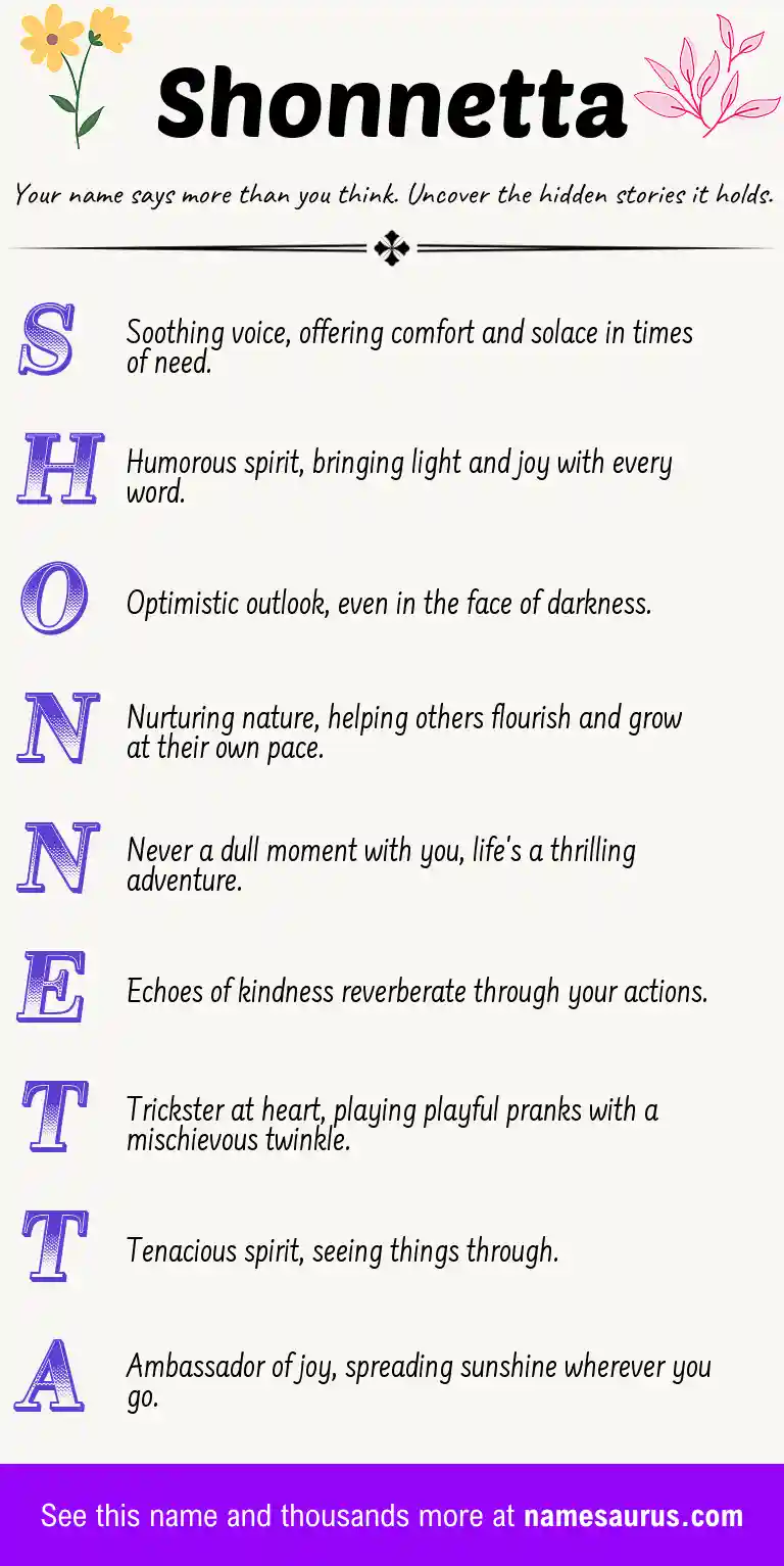 Acrostic poem about Shonnetta.