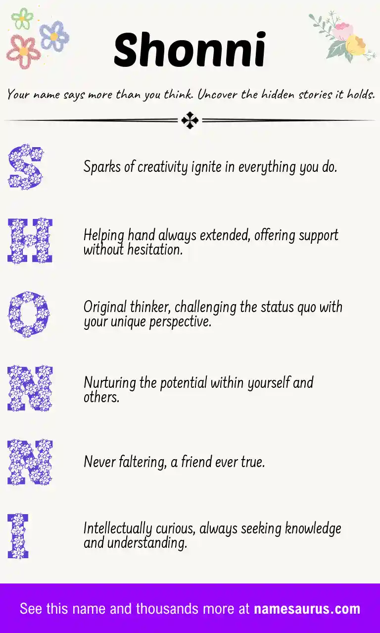 Acrostic poem about Shonni.