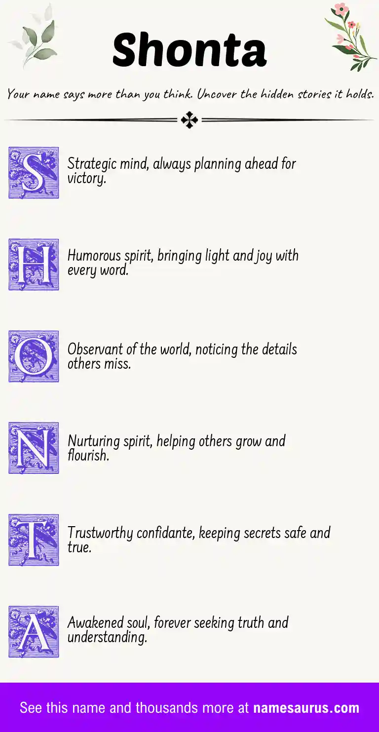 Acrostic poem about Shonta.