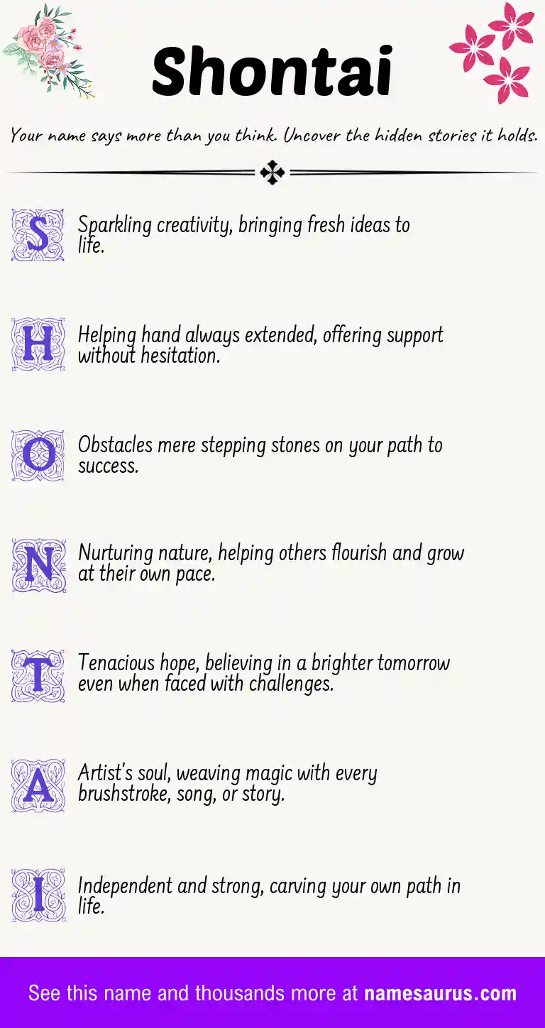 Acrostic poem about Shontai.