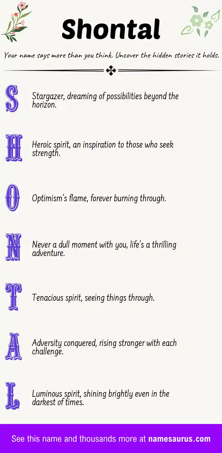 Acrostic poem about Shontal.