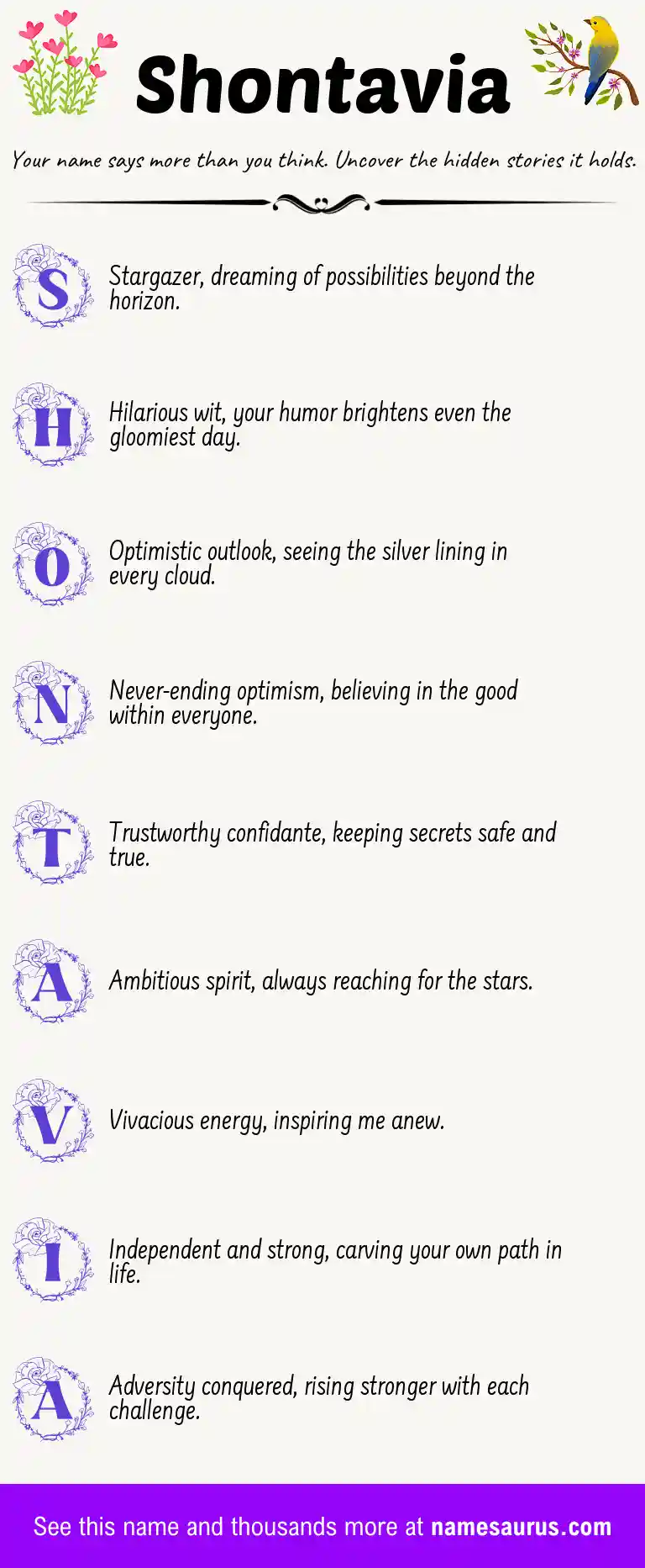 Acrostic poem about Shontavia.