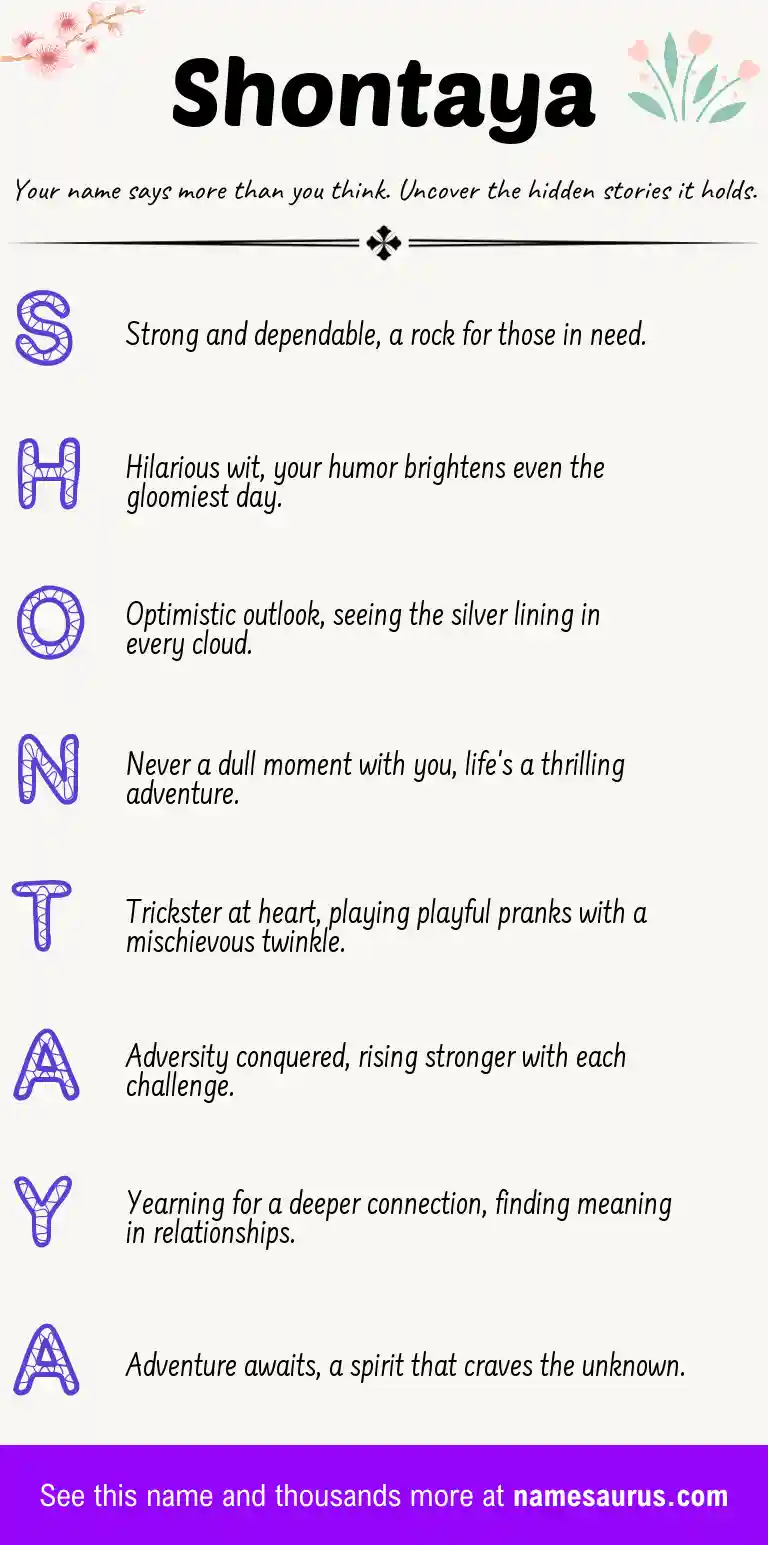 Acrostic poem about Shontaya.