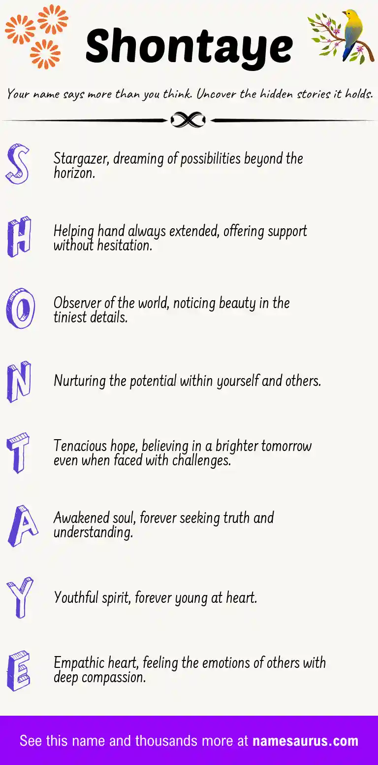 Acrostic poem about Shontaye.
