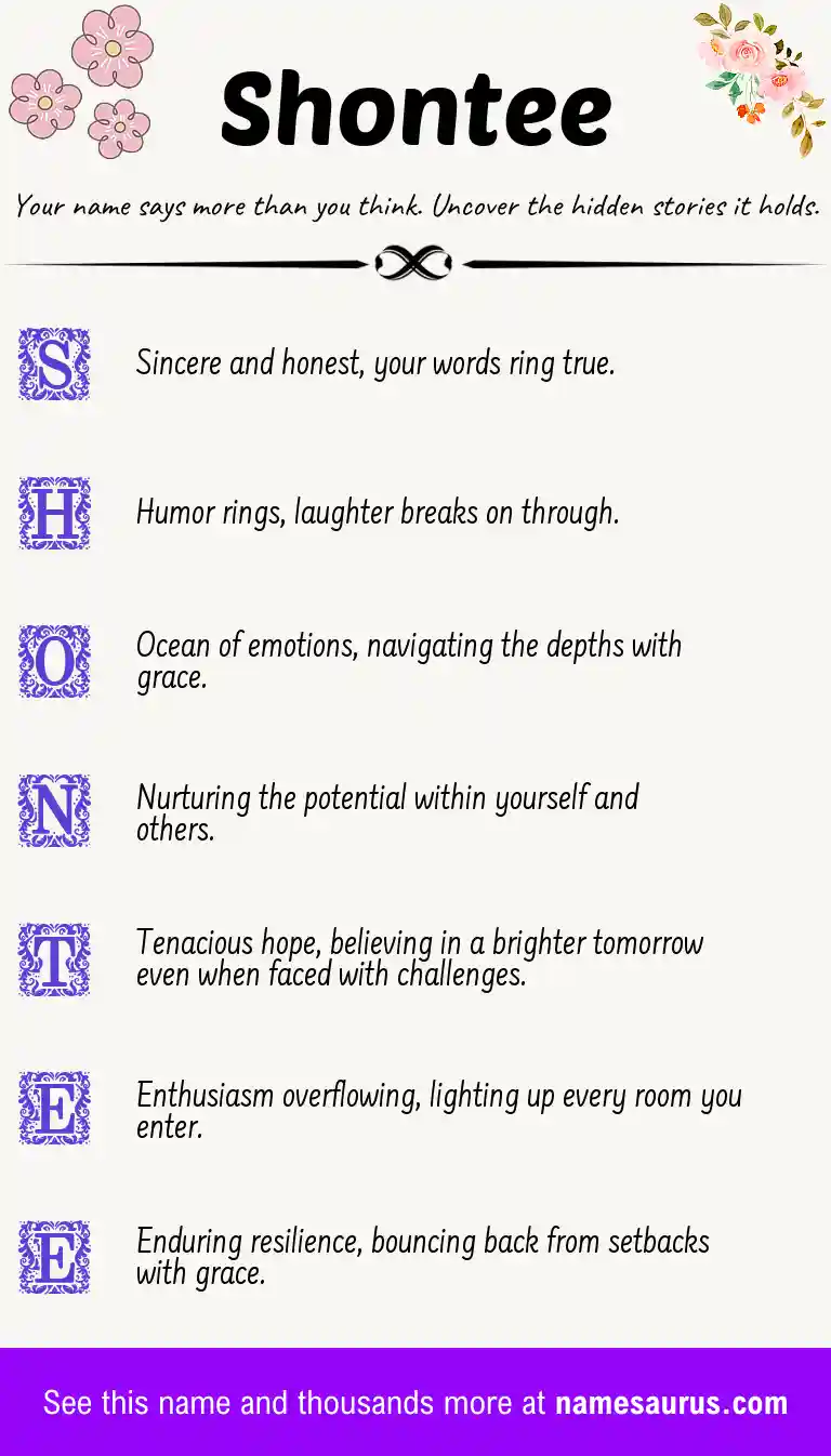 Acrostic poem about Shontee.