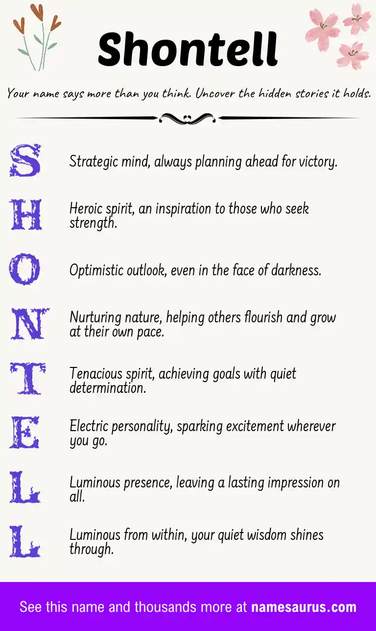 Acrostic poem about Shontell.