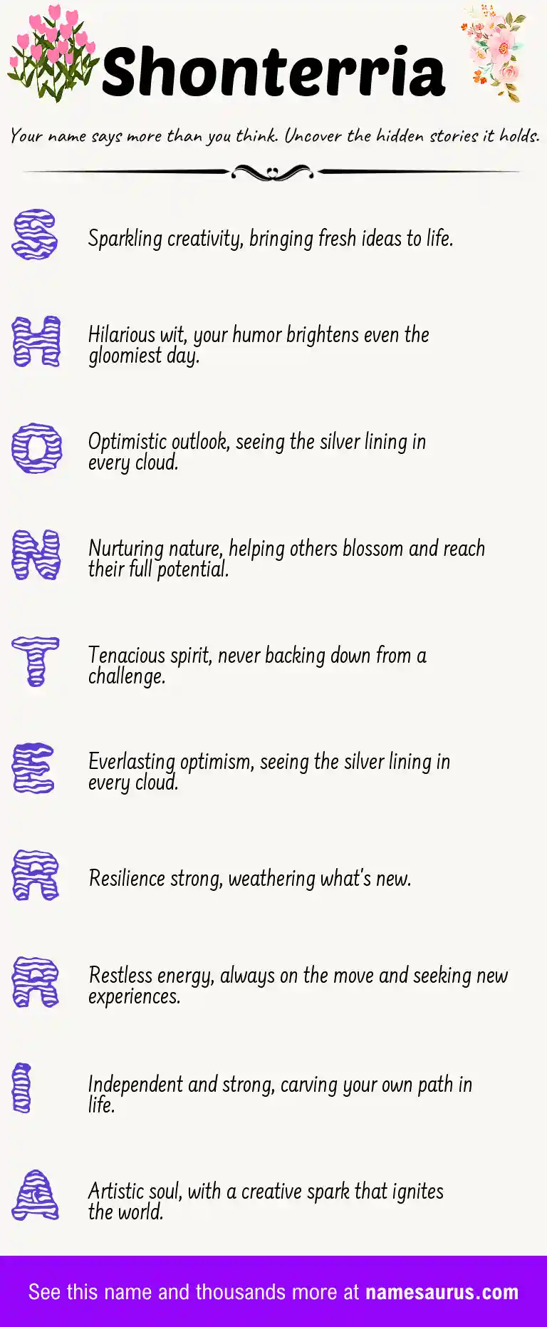 Acrostic poem about Shonterria.