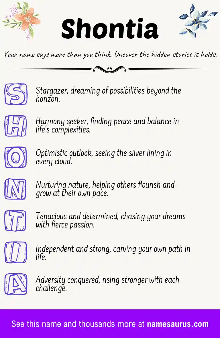 Acrostic poem about Shontia.