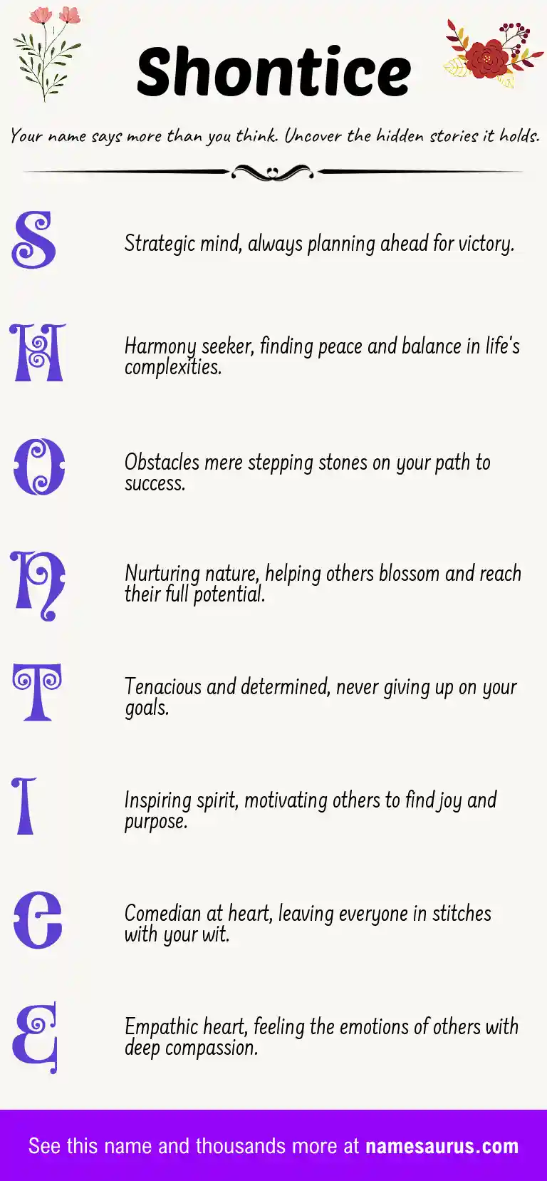 Acrostic poem about Shontice.